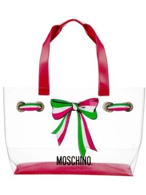 Moschino Transparent Tote with Red and Green Bow - EUC